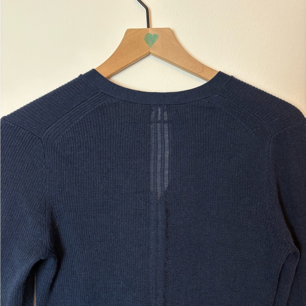 Madewell Merino Wool Silk Blend Cardigan Navy Blue Button Front Size M - Picture 10 of 11